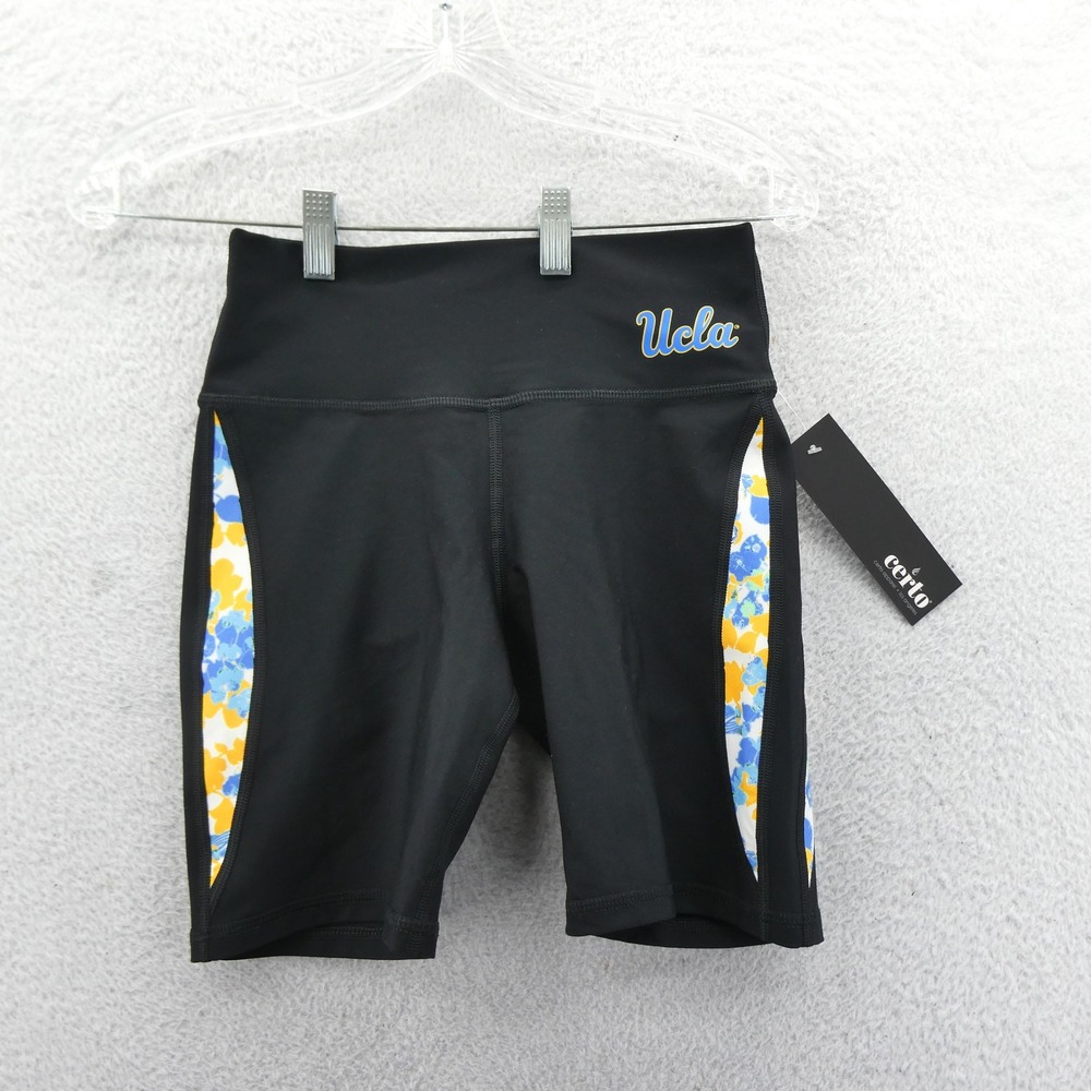 Certo Shorts Womens Small UCLA Bruins Black Floral Side Panel Athletic Bike NWT